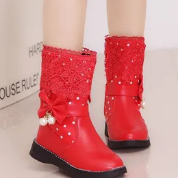 Skhek Girls Boots New秋冬ファッションプリンセスキッズソフトスニーカーチ​​ャイルドスノーブーツスプリングPUレザー子供靴子供201113