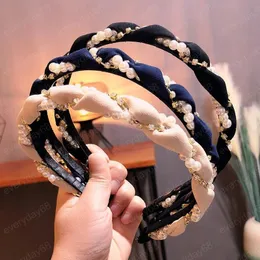 Pearl Hair Band for Girls Glamorous Rhinestone Winding Hairpin for Women Design Headband Cute Hair Accessories Gift