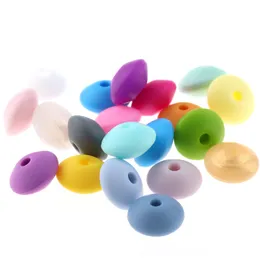 50pc Silicone Lentils Teether Pärlor 12mm BPA Gratis Tandvård Smycken Armband Tillbehör Silikon Baby Tanding Bead Y1221