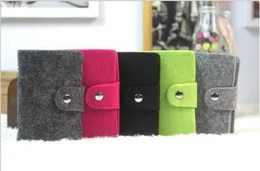 300pcs 24 Position Felt Business Credit ID Card Holder Bags Leather Strap Buckle Bank Solid Color Holder