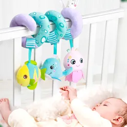 Baby Toys 0 12 Months Plush Rattles Mobile on The Bed Hanging Rattles For Kids Babies Newborn Educational Crib Bed Spiral Toys LJ201113