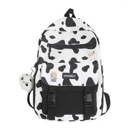 Backpack Cow Print Nylon Mochilas Escolares Para Adolescentes Grandes School Bags For Teenage Girls Green Women Rugtas Dames