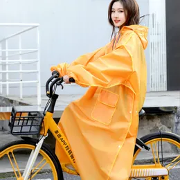 黄色の長いレインコートの電気オートバイの雨の雨の透明な雨コートを増やす厚い防水スーツの大人の不透過性の贈り物201110
