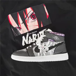 Anime Baskı Yüksek Üst Koşu Ayakkabıları PU Sneakers Erkekler Erkek Öğrencileri için Tüm Maç Rahat Ayakkabılar