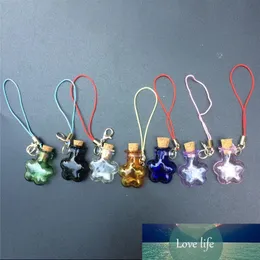 Mini Corks Glass Bottles With Lobster Clasp Key Chains Small Plum flower Shaped Vials Handmade Gift Jars Pendants Mix 7 Colors