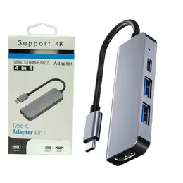 USB C Hub Multiport Adapter 4-in-1 With 4K HDMI 2 USB 3.0 Ports 87W Power Delivery compatible for Laptops Macbook Pro Air