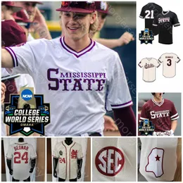 2021 College WS World Series Mississippi State Baseball Jersey Davis Meche Kamren James Luke Hancock Allen Logan Tanner Will Clark Woodruff Adam Frazier