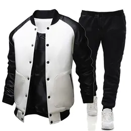 Männer Trainingsanzug Sportswear Sets Casual Baseball Jacken Hosen Zwei Stück Set Outdoor Sport Anzug Klassische Mann Mode Kleidung 220207