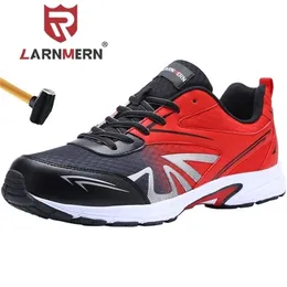 Larnmern Homens's Steel Toe Trabalho Sapatos de Segurança Lightweight Botas respiráveis ​​Anti-Smashing Construção antiderrapante Calçado protetor Y200915