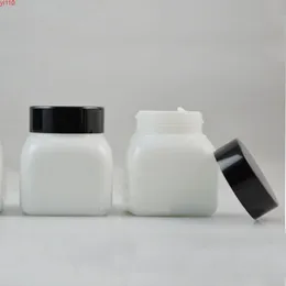 Bottiglia di vetro opale da 50 g Barattolo di crema Quadrato in alluminio Tappo nero Coperchio bianco Contenitori cosmetici riutilizzabili vuoti Imballaggio merci