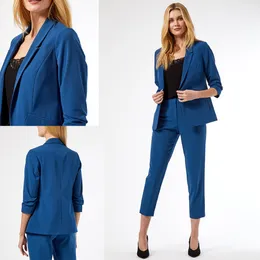 Matka panny młodej Pant Garnitury Navy Blue Women Suit Blazer Spodnie Płaszcz Formalny Biznes Dwa Kawałki Tuxedos