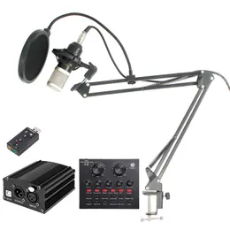 Profesjonalny kondensator Wired MIC pakiet BM800 Studio Microphone Nagrywanie wokalne KTV Karaoke Mikrofon MIC Stojak na komputer