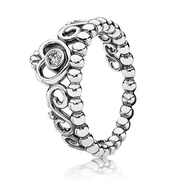 Pierścienie zespołowe Nowe 925 Klasyki srebrne srebrne pierścień otwartą Pandora Pierścień Połączenie miłosne serce księżniczka tiara królewska korona