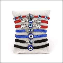 Шармовые браслеты ювелирные изделия голубые злой глаз плетеные веревки для женщин для мужчин Черепаха Слон Хэмса Ручная Красная струна Банг