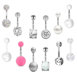 Set med 12 Pack Acrylic Navel Rings Kit CZ Belly Button Rings Piercing Jewel Gifts för män och kvinnor