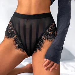 シースルーパンティー女性透明 Underpant 薄い薄手の下着ハイウエストブリーフプラスサイズパンツ女性のセクシーなレースのパンティ