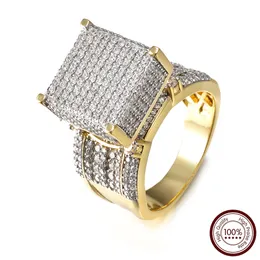 Anelli da uomo di alta qualità Wide Square 3D Punk Zircon Ring Jewelry pavimentato CZ Crystal Shiny Gift per anello di fidanzamento maschile Y1124