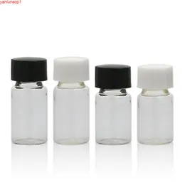 3ml Limpar vazio mini vidro frasco frascos 4cc parafuso do pescoço do pescoço com tampão branco preto