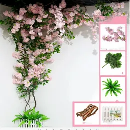 Artificial tree christmas Tree Stem with Cherry Blossom Flower Dried branches Rattan sets for home wall decoration decor