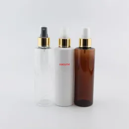 200ml x 12 Guld Aluminium Spray Pump Plastflaskor för Freshener 200cc Tom Mist Sprayer Perfume Bottle Pet DIY ContainersGood Package