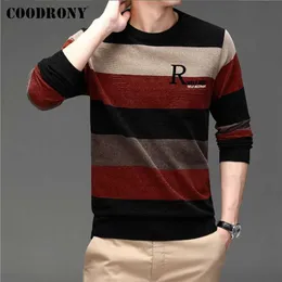 Marchio coodrony autunno inverno morbido maglione caldo maglione camicer streetwear jersey a strisce a strisce per lana olabover per scollo a maglieria C1357 220108