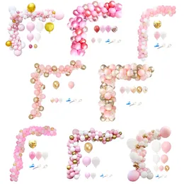 1 set Macaron rosa tema palloncino arco coriandoli palle decorazione della festa nuziale Baby Shower genere rivela ragazza regali di compleanno forniture Y200903