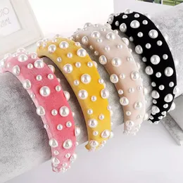 Headband de esponja estilo quente, acessórios de pérola semi-círculo, cor sólida multi-cor Esponja de esponja, jóias senhoras, cabeça de cor sólida