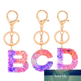 Cute Acrylic Key Chains 26 Initials Letter Pendant Key Chains Car Sequins Keyrings Key Ring Holder Charm Bag Accessories Gift