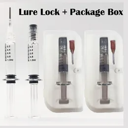 Retail Boxes Glazen spuiten 1 ML Luer Lock Spuit met meet Mark Injector Vape Pen Dikke Olievulcartridges Lege OEM-verpakking