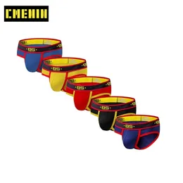 5pcs bomull Solid Bekväm sexig Undenwear Men Jockstrap Briefs Mens Pantiesbikini Gay Men Underkläder Male Jock Strap BS175 201112