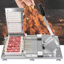 マニュアルSatay Skewer MachinebarBecue Kebabメーカーミートのブレチェット串焼き機械肉摩耗紐machinebbqグリルアクセサリー