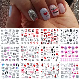 12patterns/sheet colorful Russian Letter Water Nail Stickers red Sexy Girl Nail Slider Russia Words Manicure Decor Tattoo