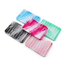 Camouflage Soap Dish with Drain Silicone Soap Holder for Shower Bathroom Kitchen Self Draining Waterfall Soap Tray