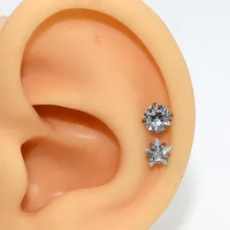 40st Steel Crystal Labret Lip Rings Heart Star Round Zircon Orelha Brosk Ear Helix Stud Tragus Barbell Piercings Jewelry Q Jllmpp