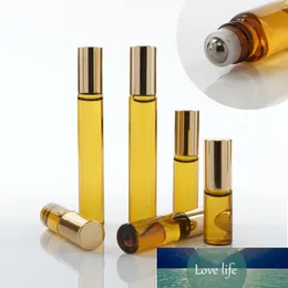 3ml 5ml 10m Empty Amber Perfume Glass Roll on Bottle with Metal Ball Small Brown Roller Essential Oil Vials Refillable Bottles