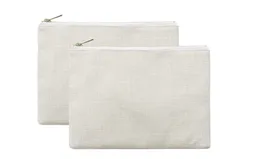 DHL120pcs 16 * 23cm Borsa cosmetica con cerniera in oro Sublimazione Borsa per il trucco in lino bianco in cotone bianco