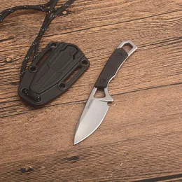 Kershaw 2085 Brace Fixed Knife 2" Stonewashed 8Cr13Mov Blade Full Tang Black glass filled nylon handle With Neck Sheath