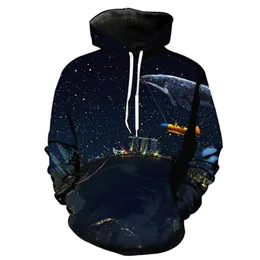 CNUUIKOOEK Sweatshirts Men's 3D Fairy Tale Hot-air Ballon Printed Pocket Pullover Hoody Hooded Men's Hoodies1