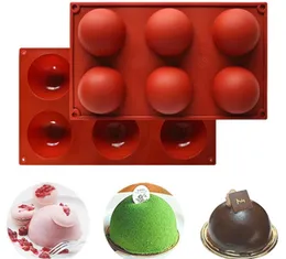 Stor 6 hålighet Silikon Rundformar för bakning Choklad Ice Cube Nonstick Moulds Jelly Pudding Cupcake Mousse Pan Tray Sn2098