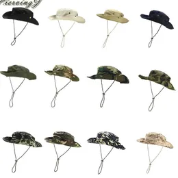 Cloches Sun Hat Panama Bucket Flap Breathable Boonie Multicam Nepalese Camouflage Hats Outdoor Fishing Wide Brim String Hats1