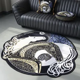 Luxury designer printed carpets floor mats classic Signage multi-use Non-slip round size 100*100cm for hotel restaurants Coffee shop and home decoration