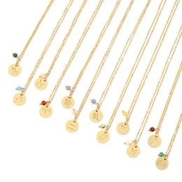 Trendy Star Zodiac Sign 12 Constellation Pendant Necklaces For Women Men Capricorn Leo Scorpio Stainless Steel Necklace