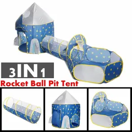 Niños 3 en 1 nave espacial al aire libre y espacio interior yurta Casa de juegos Rocket Ship Crawling Play Tent Ball pool LJ200923