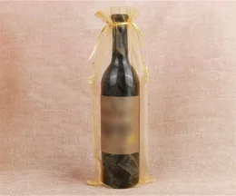 100pcs / påse 15x37cm Drawstring Wine Gar Bäckar för bröllopsfestgåva Xmas Champagne Bottle Holder Pouches Gratis frakt