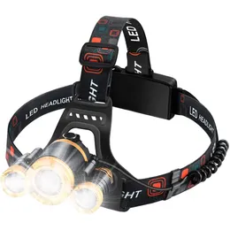 Lâmpadas de cabeça lanterna USB recarregável, LED mais brilhante 6000 lumens farol, IPX6 À Prova D 'Água 18650 Farols com Zoomable Work Light
