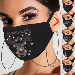 Consegna veloce M￡scara Masque Christmas Women Maschere per il viso Riutilizzabili Outdoor Drill Traspirante Fashion Cotton Antivento Mask Headband FY9276