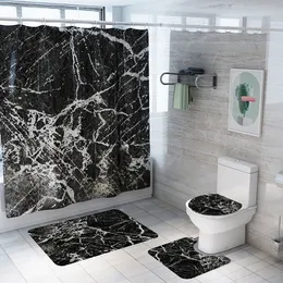 Creative Crack Bathroom set Shower Curtain Floor Mat Pattern 4pcs Waterproof Shower Curtain Toilet Cover Mat Non Slip Rug 108