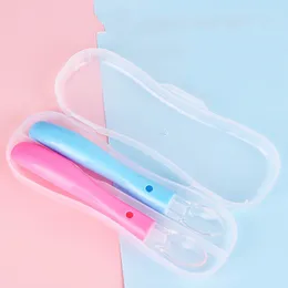 Baby Spoon Box Toddler Food Grade Kids Storage Case Boxes Holder for Silicone Spoons Travel Transparent 20220301 Q2