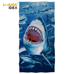 Hugsidea 75x150cm 3d toalha de praia tubarão para homens macio algodão absorvente banheiro toalhas de banho mulheres chuveiro toalha cobertores 201217