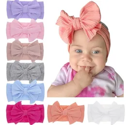 Girls Headbands Baby Bow Elastic Hairbands Soft Stripe Bow Hair Band Girl Solid Color Headband Tiara Akcesoria Yl193